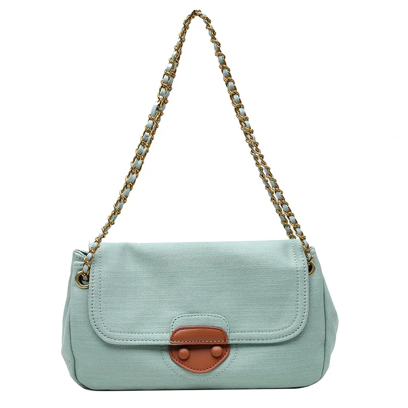 

Small Bag Women's Bag Summer Wild 2021 New Trendy Chain Messenger Bag Summer Canvas Shoulder Underarm Bag Casual Bag