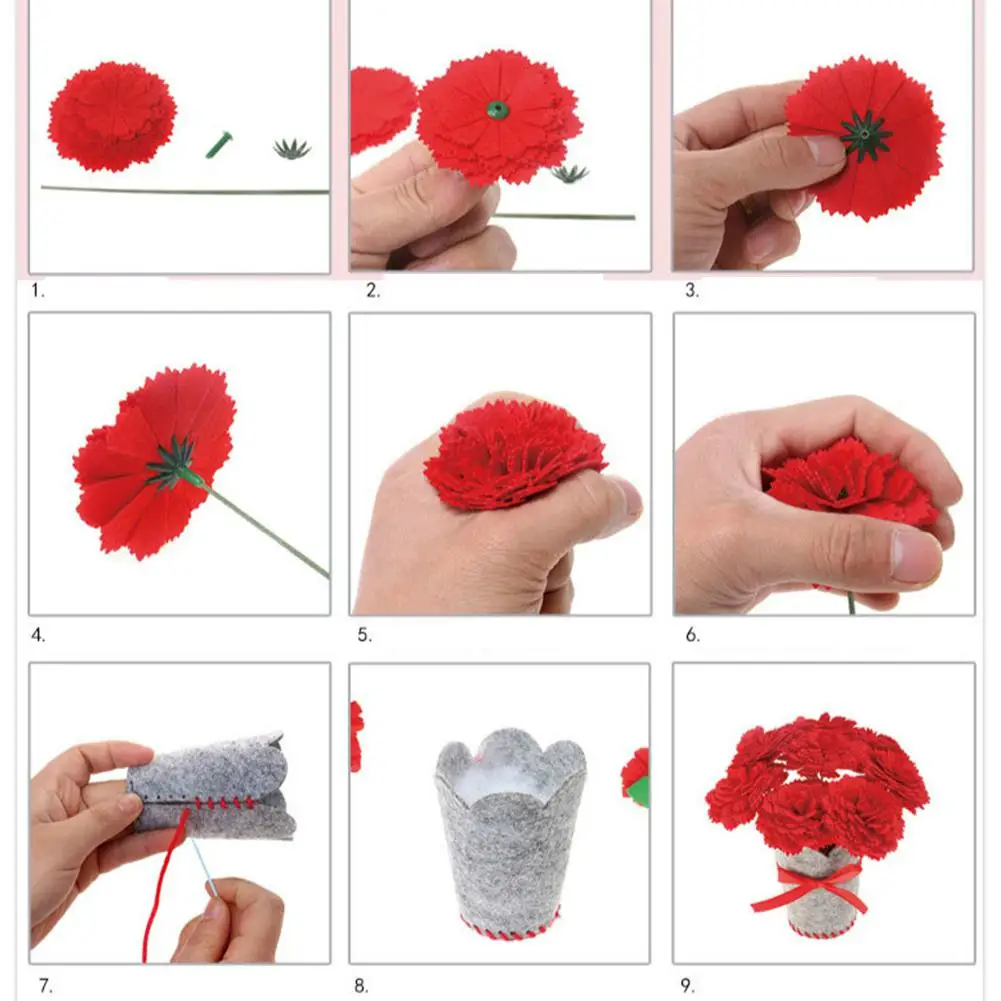 Children DIY Handmade Flower Crafts Toy Non-woven Kindergarten Manual Material Package Home Creative Decorative Bouquet | Игрушки и