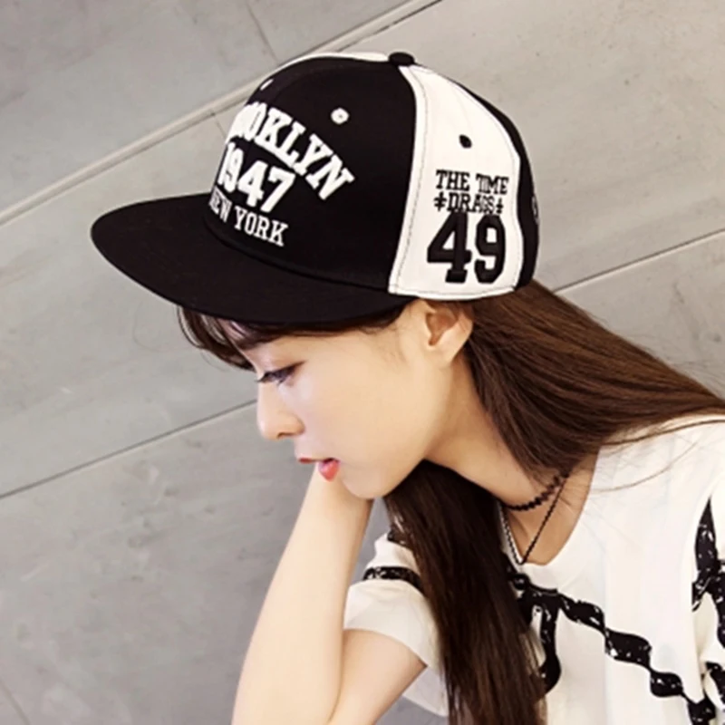 Новая мода мужские бейсболки бейсбольные шапки черно белые 1947 бруклинские буквы