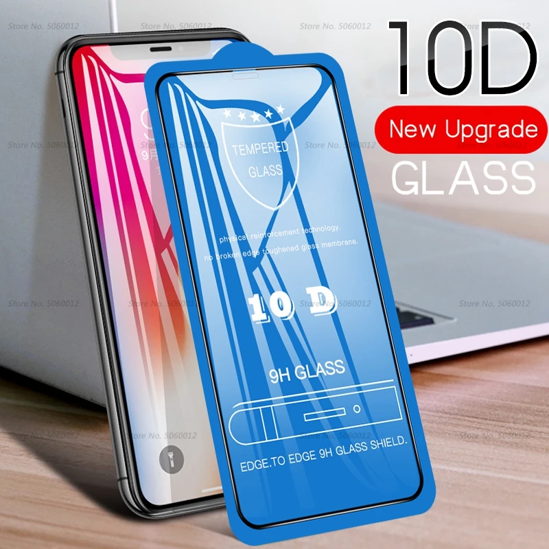 Защитное стекло 10D для iPhone 11 Pro Max 8 7 6 6s Plus X XR XS MAX 10 | Мобильные телефоны и аксессуары