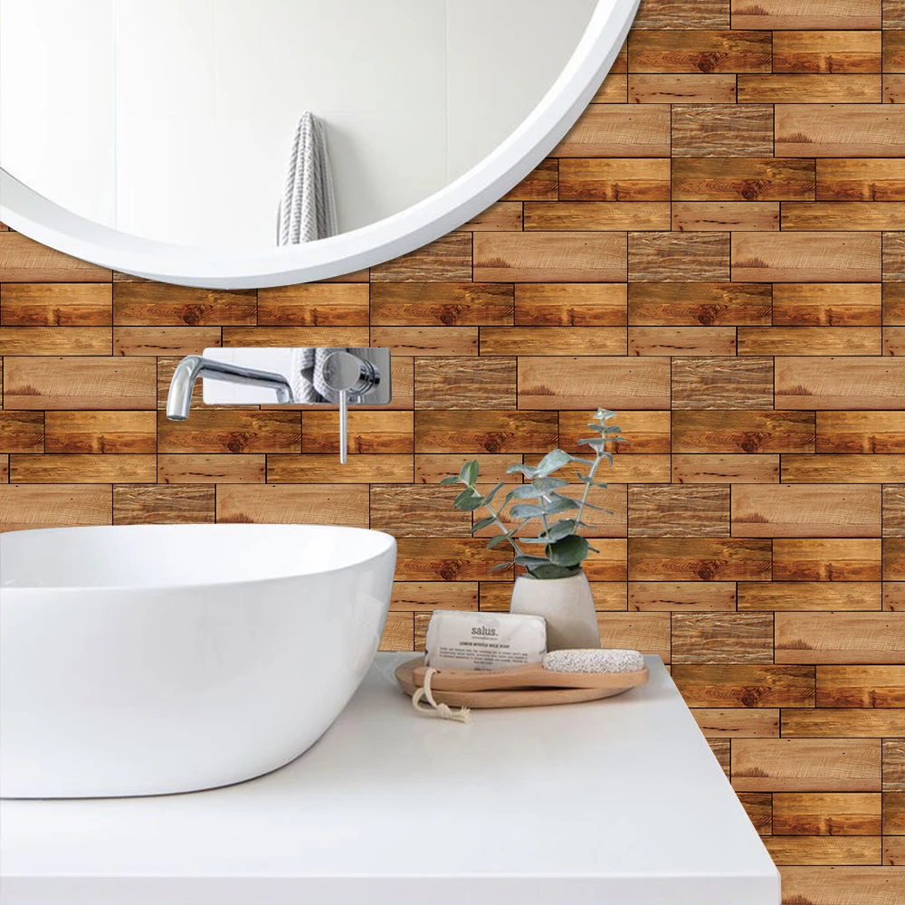wood grain matte tile self adhesive pvc wall sticker kitchen bathroom veranda floor wc waterproof home decor art mural wallpaper free global shipping
