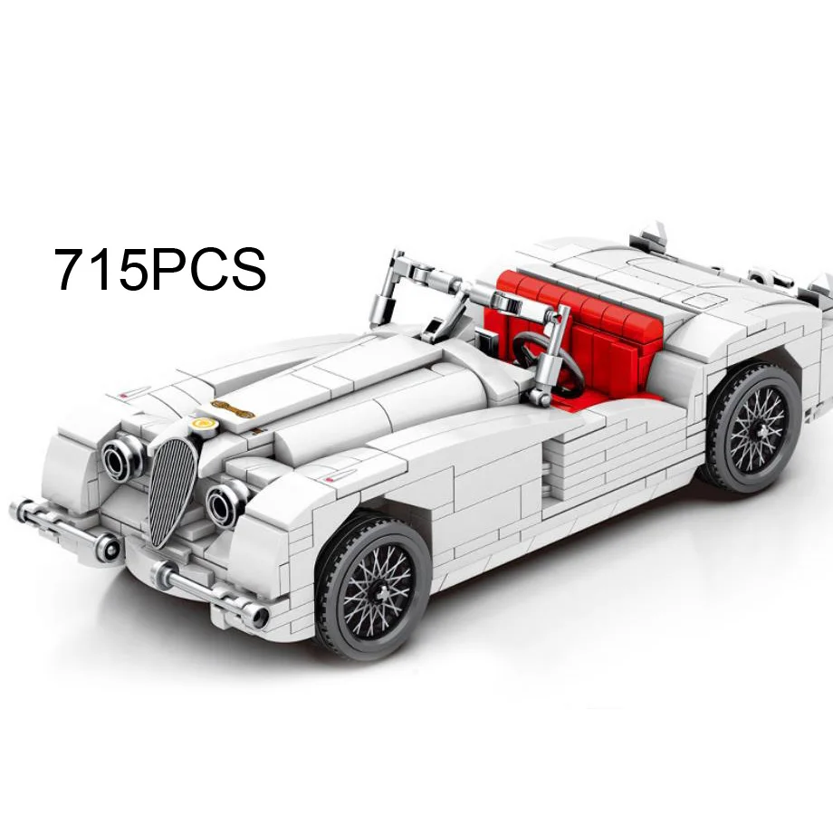 

Technical Sport Car Build Block Classic Roadster Model JaguarS Xk120 Pull Back Vehicle Steam Bricks Toy Collection For Boy Gift