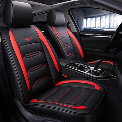 black red Спортивные кожаные автомобильные чехлы для jeep Патриот grand cherokee Cherokee Renegade compass все модели автомобильные аксессуары 5 сидений - Название цвета: black red