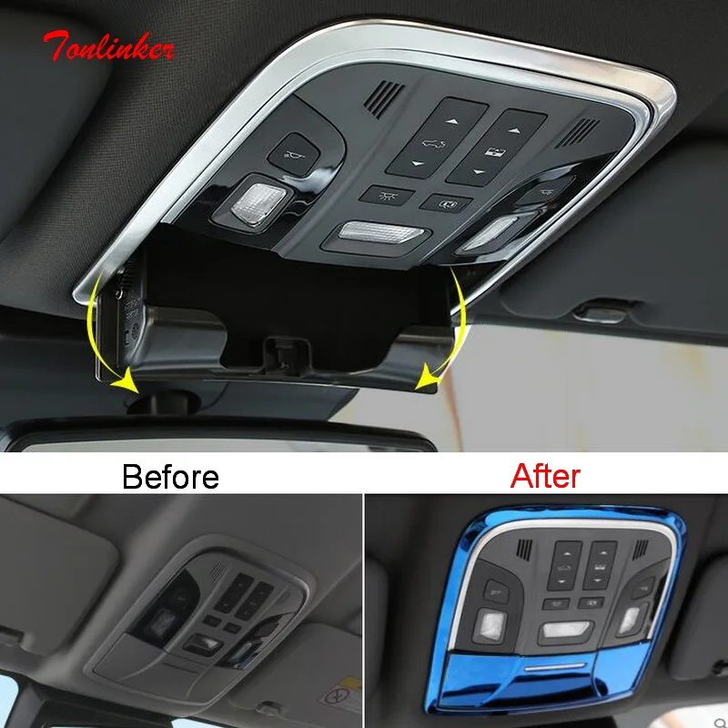 

Tonlinker Interior Front/Rear Reading light Cover sticker For Haval H6 2018-19 Car Styling 1/2 PCS Stainless steel Cover sticker