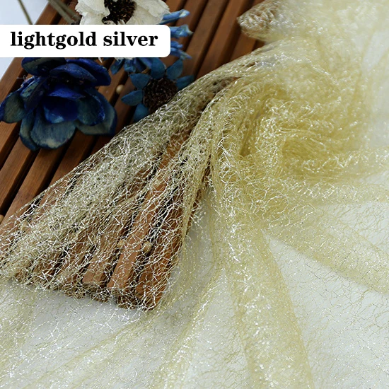 lightgold silver 1/2/5 м/лот блеск золотой нитью тюль ткань, Сетчатое платье с блестками для сцены вечерние свадебное платье юбки украшения DIY ткани - Цвет: lightgold silver
