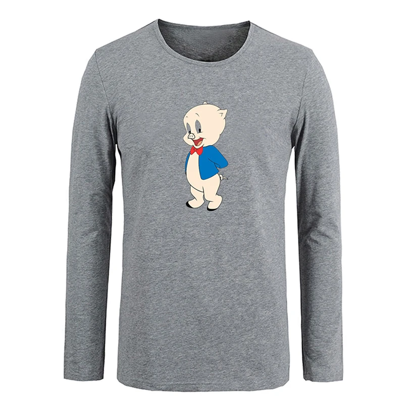 Porky Pig Looney Tunes Hungry Taz Mania Looney Tunes Дизайнерская мужская футболка с принтом для парней футболка с графическим принтом хлопковые футболки с длинными рукавами