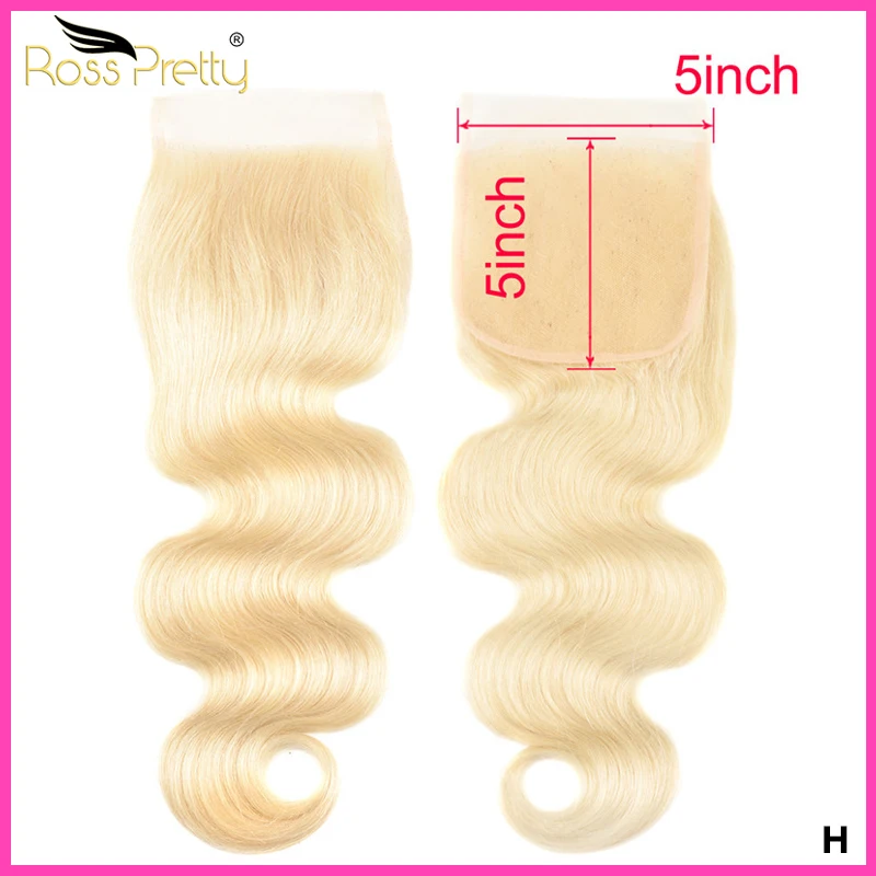 Ross Pretty Hair 5x5 Top Lace Closure Blonde 613 10inch - 18inch Remy Human Peruvian Body Wave Swiss With Baby | Шиньоны и парики