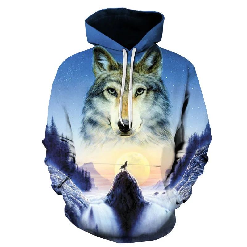 

Модная 3d-толстовка с длинными рукавами и изображением головы волка