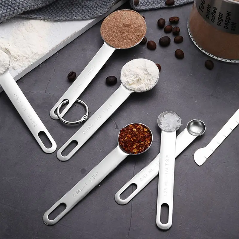 

7PCS Measuring Spoon Set Multipurpose Stainless Steel Measuring Spoon Coffee Powder Spice Measure Scoop Kitchen Baking Tools