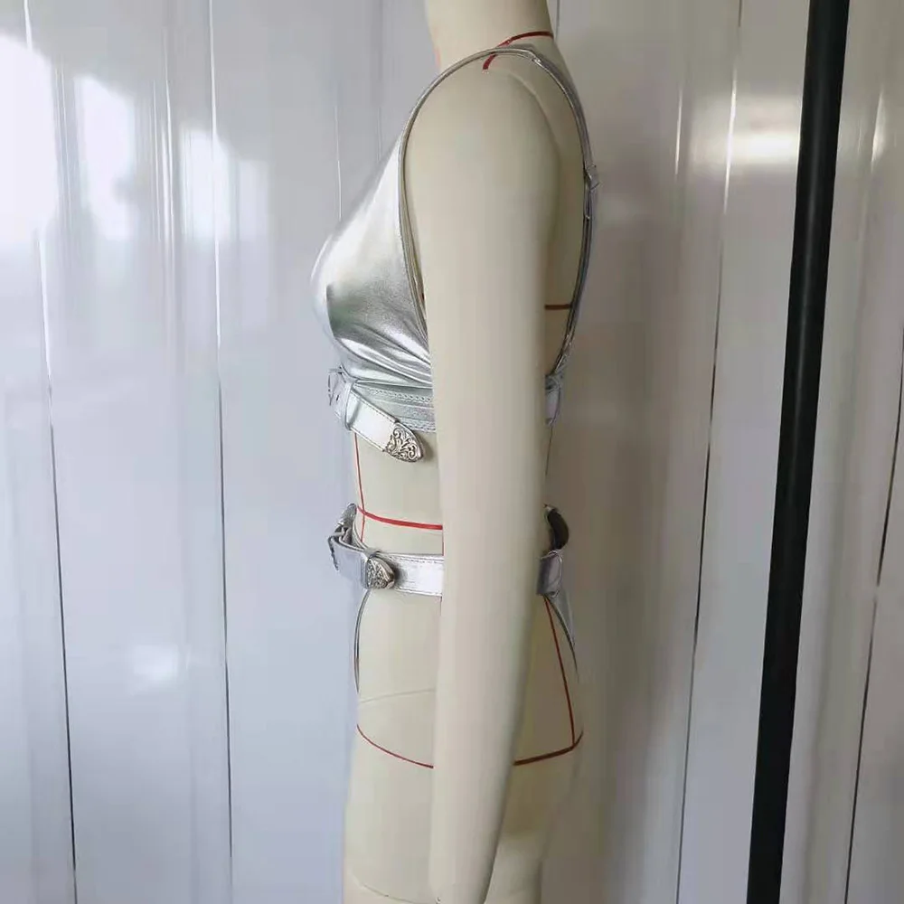 Бразильский сексуальный футуристический серебристый комплект бикини с