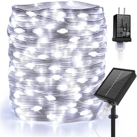 christmas festoon led light solar power outdoor dimmable copper wire fairy lights with remote 50m 100m home decors eu us plug