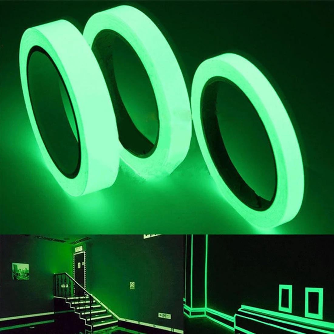 

2,5 см x 10 м светящиеся ленты украшение дома ленты Безопасность Предупреждение безопасности этап Стикеры самоприклеивающейся лентой Ночное ...