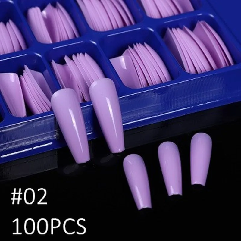 Накладные ногти 100 шт./кор. Длинные накладные для французского маникюра акриловые