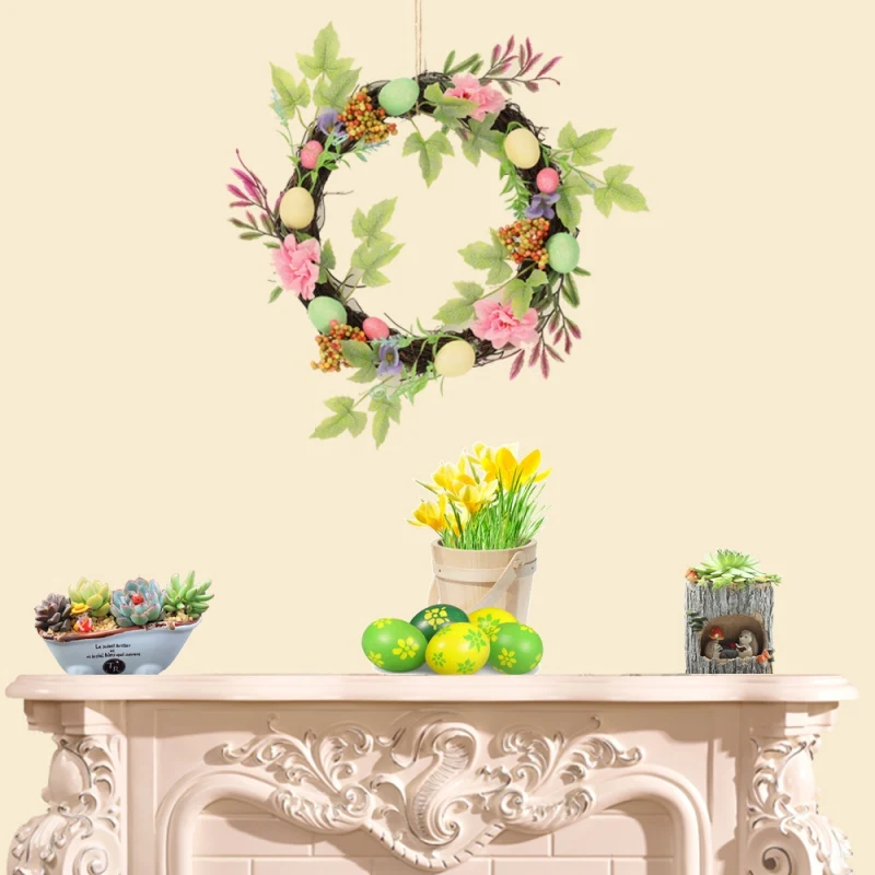 

Wreath Natural Rattan Wreath Garland 30CM Wedding Decoration DIY Craft Decor For Home Door Grand Tree Easter Party Ornament 2021