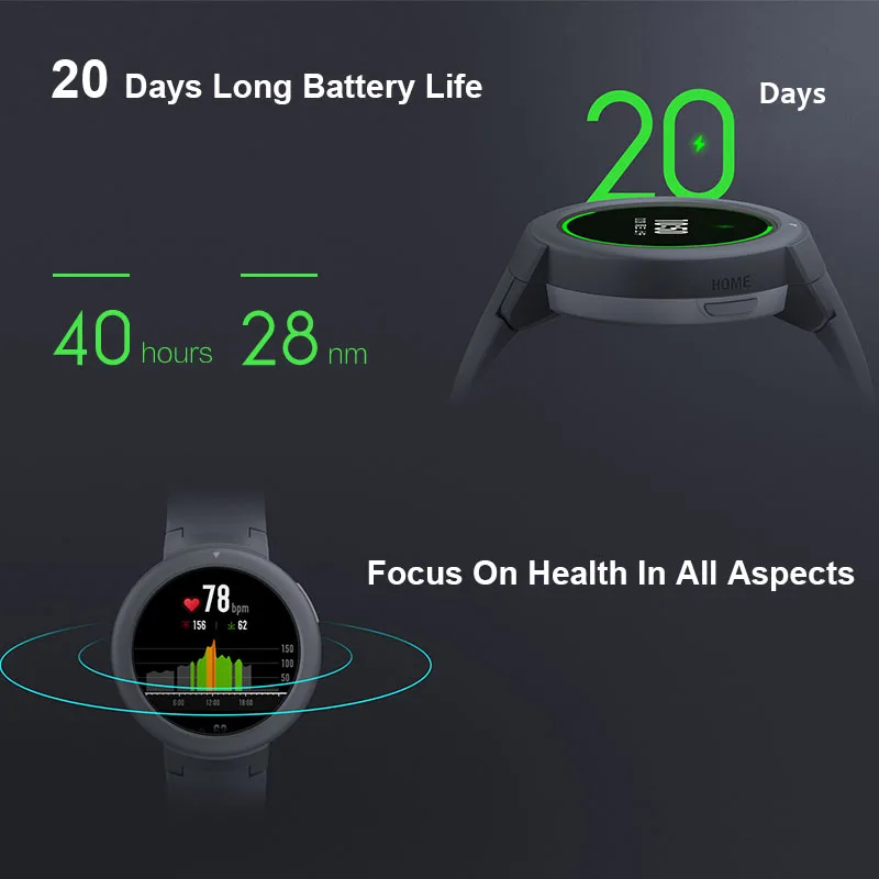 Смарт часы Xiaomi AMAZFIT Verge Lite Huami с глобальной версией 20 дней работы от аккумулятора