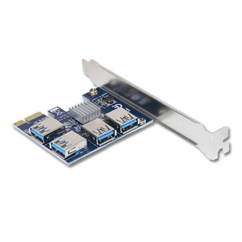 

PCI-E 1 to 4 Riser Card 4 Ports USB HUB PCI Express 1X Expansion Adapter for Computer Motherboard