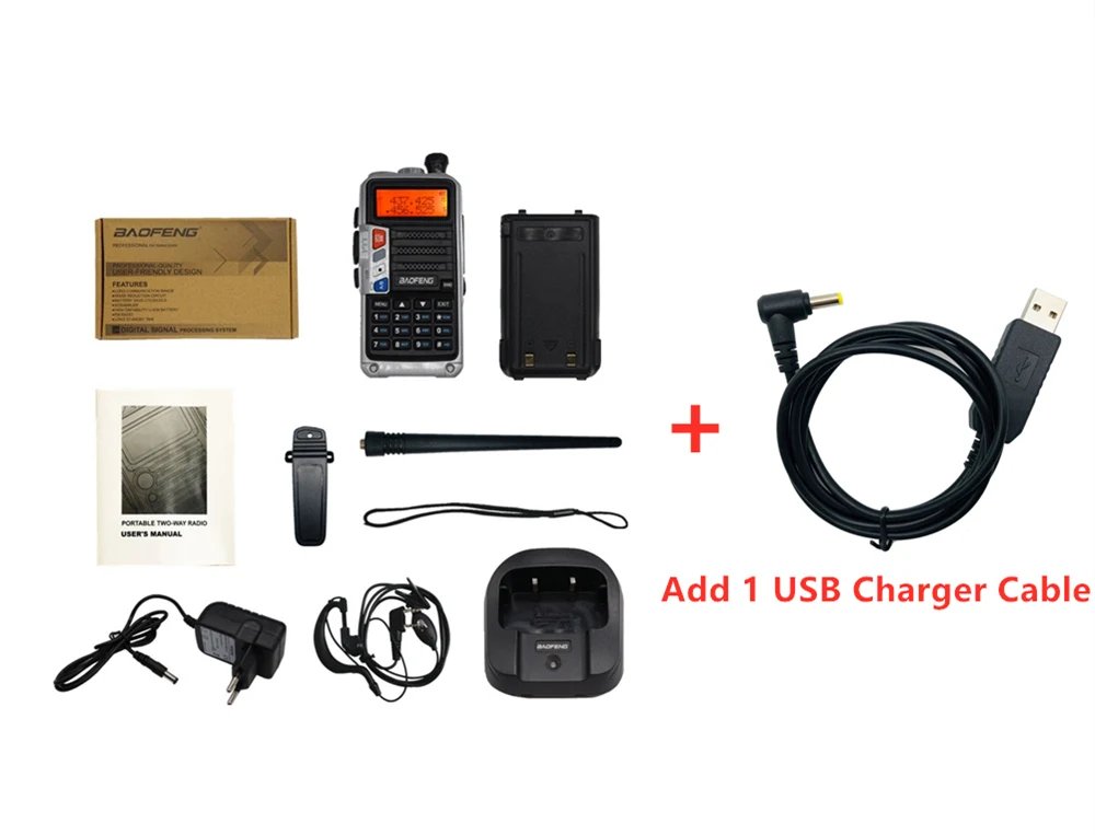 Sil with usb charger Комплект из двух-передающая радиоустановка Baofeng UV 5R Pro 8 Вт Мощность радио Comunicador двухдиапазонный УКВ иди и болтай Walkie Talkie “иди и UV-5R обновления CB Любительское радио - Цвет: Sil with usb charger