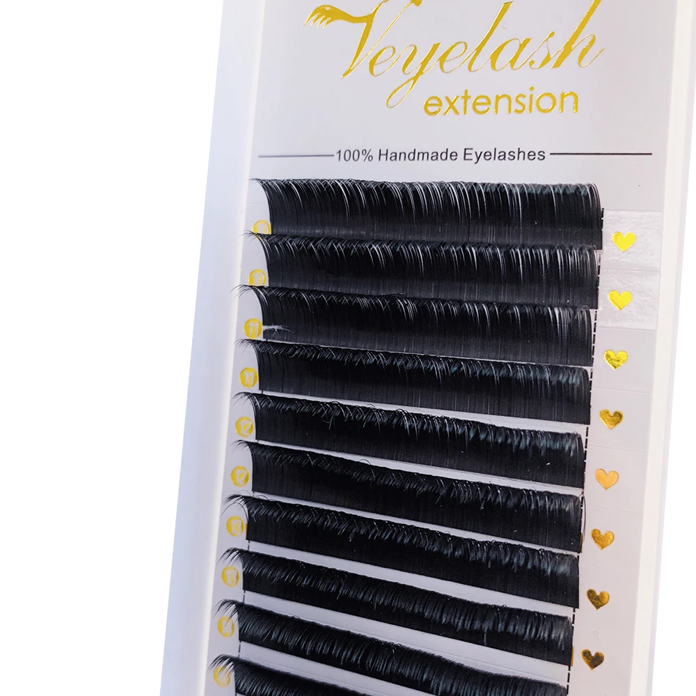 Наращивание ресниц Veyelash Flat Ellipse с разделенными кончиками мягкие и легкие искусственные ресницы толщиной 0,15-0,20 мм в глянцевом черном цвете C и D.