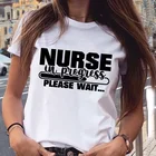 Женская обувь больших размеров XXL, футболка модные медсестра в настоящее время с принтом в виде букв женские футболки с рисунками из мультфильмов футболка с короткими рукавами в уличном Стиль Женская Т-футболка