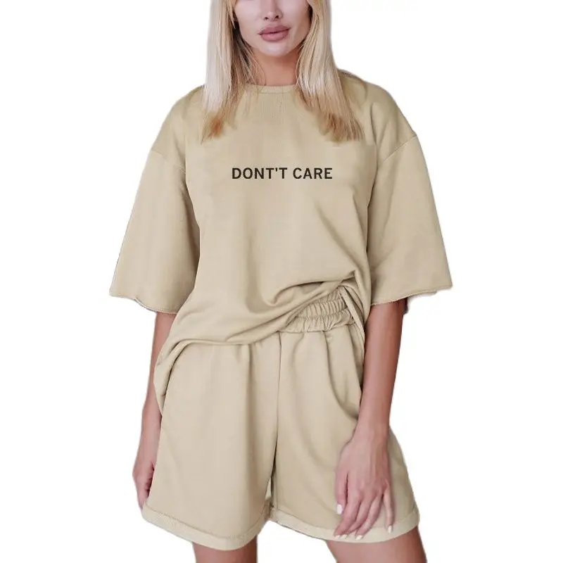 

Polyester Summer Print Women Tracksuit Suit Sportswear All-Match Retro Pants Suits Letter Women T-shirt Shorts Tracksuits Sets