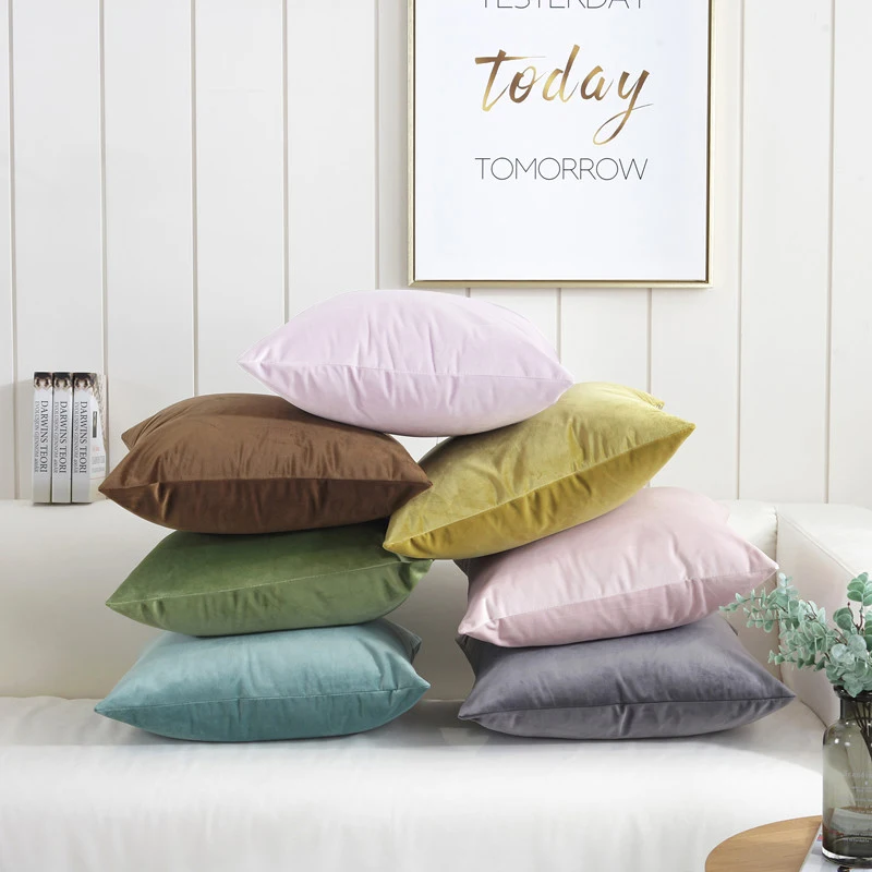 Фланелевый чехол для подушки однотонный декоративный дивана декоративные