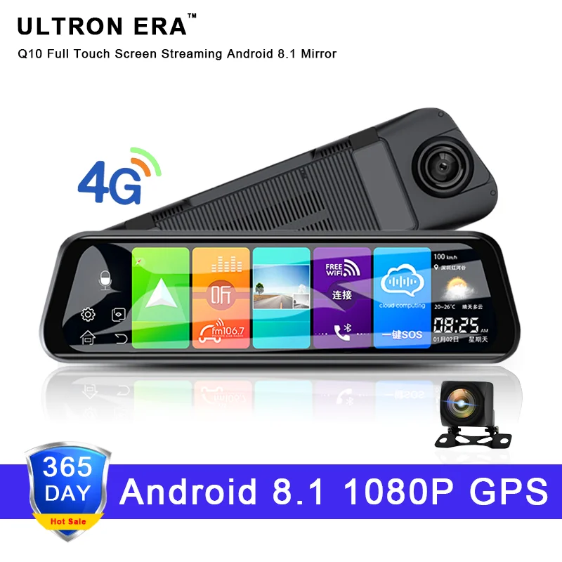 Q10 10 &quotавтомобильное зеркало заднего вида 4G Android 8 1 Dash Cam gps навигация ADAS FHD 1080P