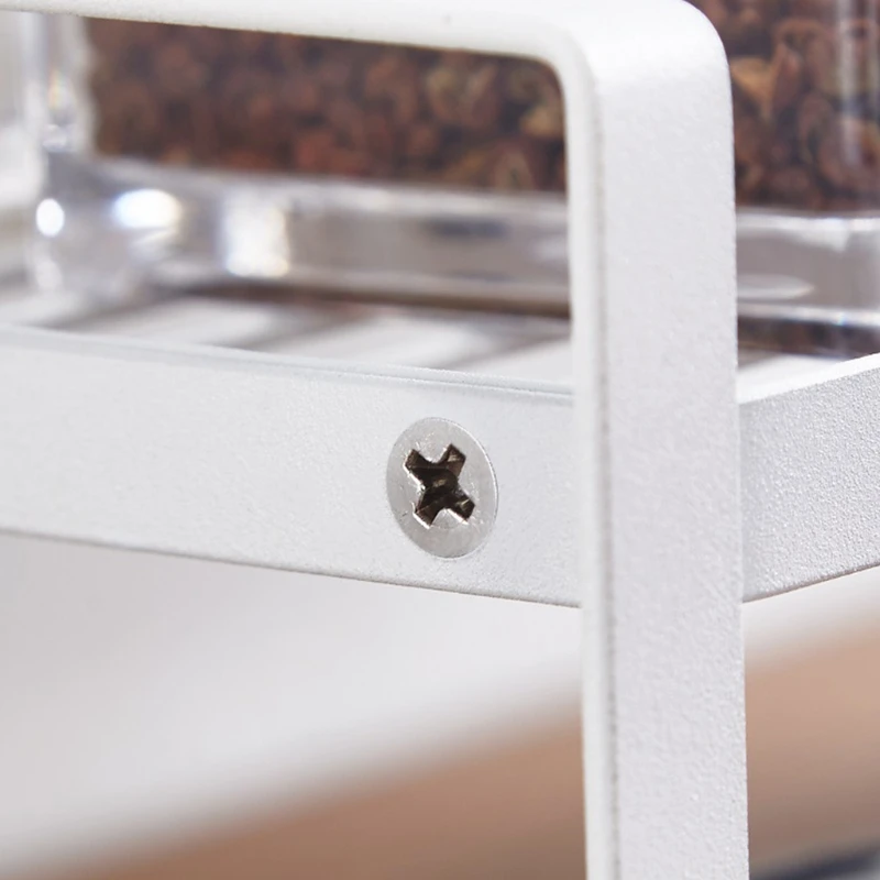 

Kitchen Shelf Organizer Stand Iron Handle Spice Rack Desktop Cups Saucers Holder Household Support