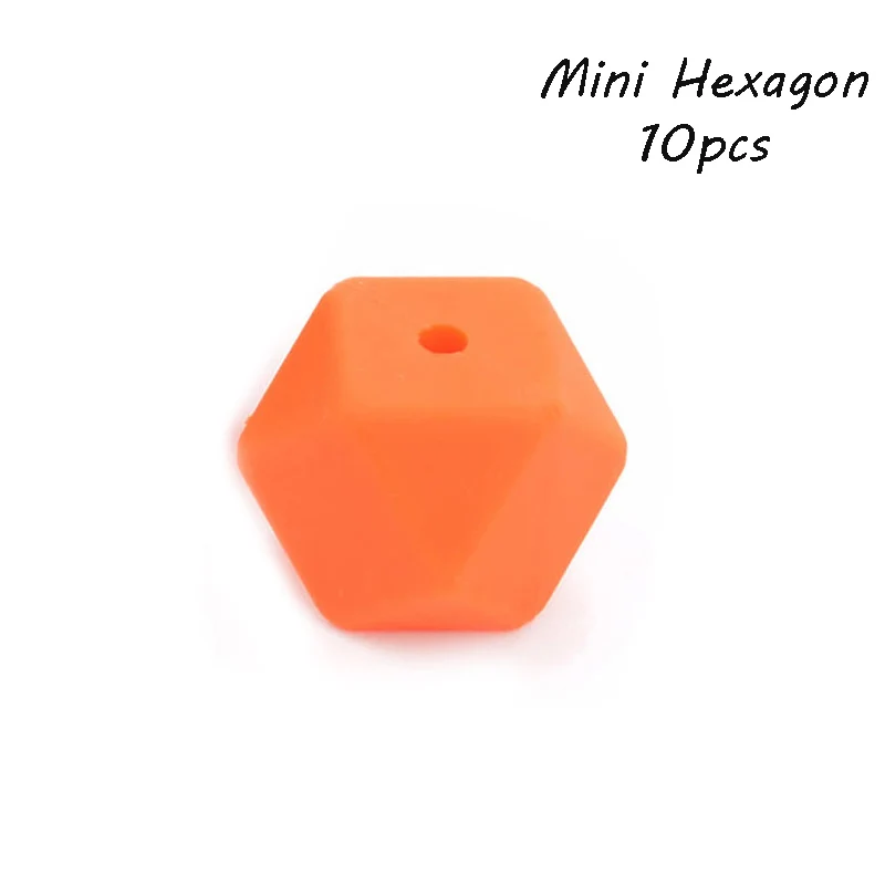 Orange LOFCA 10 шт. Пищевая силиконовая бусина мини шестиугольник зубной прорезыватель для малышей Прорезыватель зубов игрушки Бусы, не содержат Бисфенол А Соска-Подвеска для DIY - Цвет: Orange