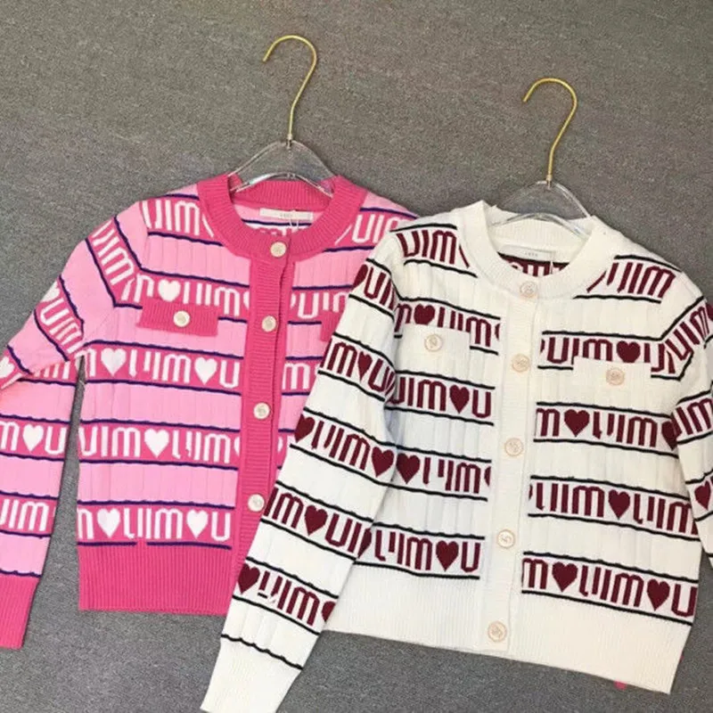 

Internet Celebrity Same Style Korean Fashion Cute Sweet Color Matching Love Alphabet Knitting Cardigan Coat for Women