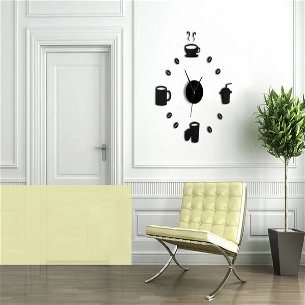 Diy 3D Креативные Часы Акриловые зеркальные наклейки настенные часы для гостиной