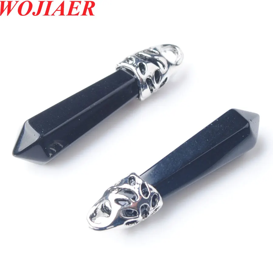 

2PCS Natural Hexagonal Black Quartz Gem Stone Charms Pendant Findings for Jewelry Making Women Necklace Earrings DIY PZ9008