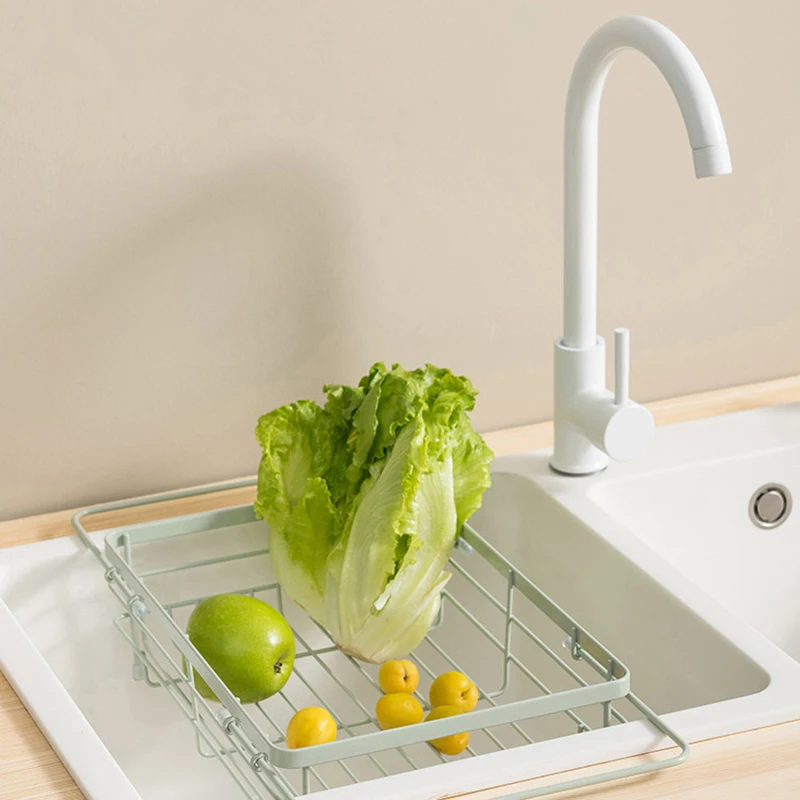 

Drainboard Kitchen Sink Basket Gadget Stainless Steel Vegetables Drain Portable Shelf Fregaderos De Cocina Kitchen Items YQ50