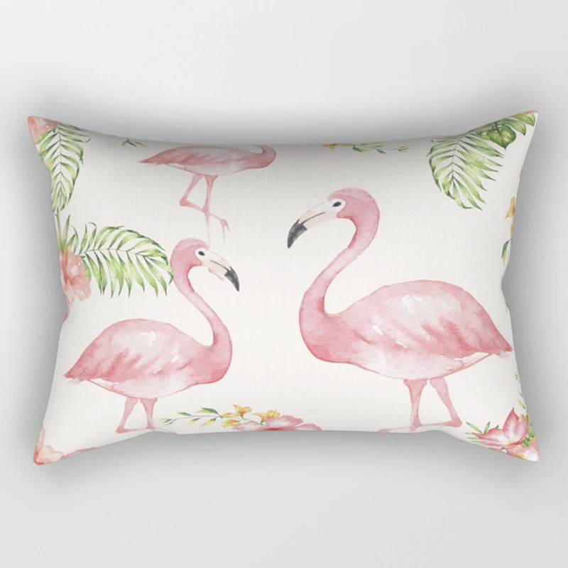Тропические модные красивые наволочки с принтом Фламинго прямоугольные