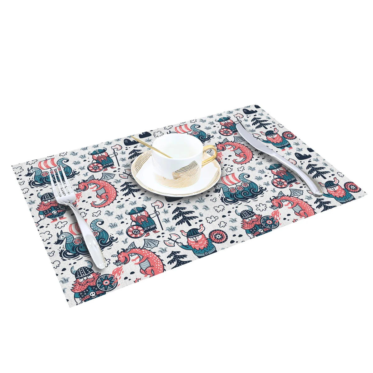 4 6 штук в партии комплект круглые скатерти на стол Viking с забавным мультяшным