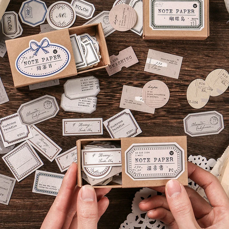 

45pcs Vintage Retro Stamp Label Sticker Diy Scrapbook Junk Journal Photo Ablum Decor Aesthetic Stickers Scrapbooking Accessories