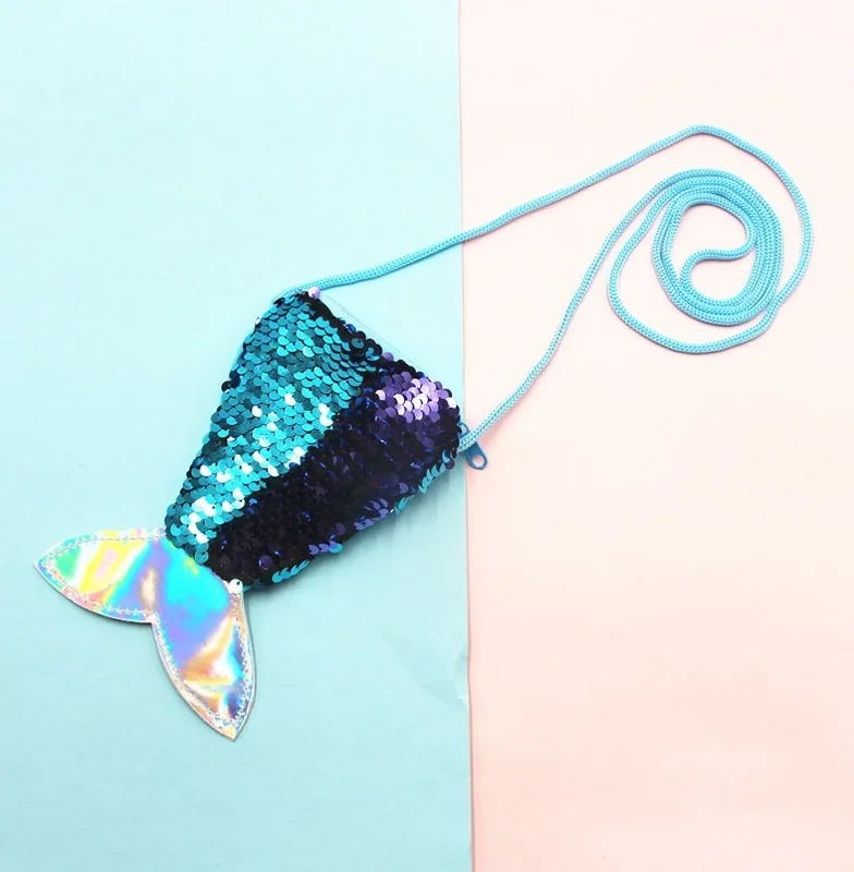 Детский кошелек для монет с блестками денег в форме русалки Мини милый детский