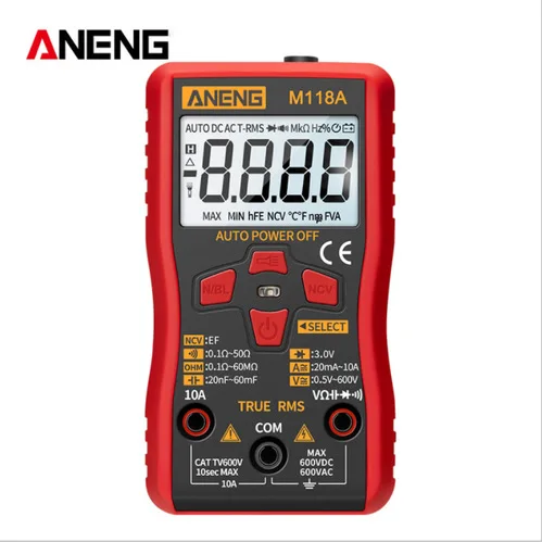 

Цифровой мини-мультиметр M118A, тестер Auto Mmultimetro True Rms, измеритель транзистора с бесконтактным индикатором напряжения, Data Hold, 6000 отсчетов, фонар...
