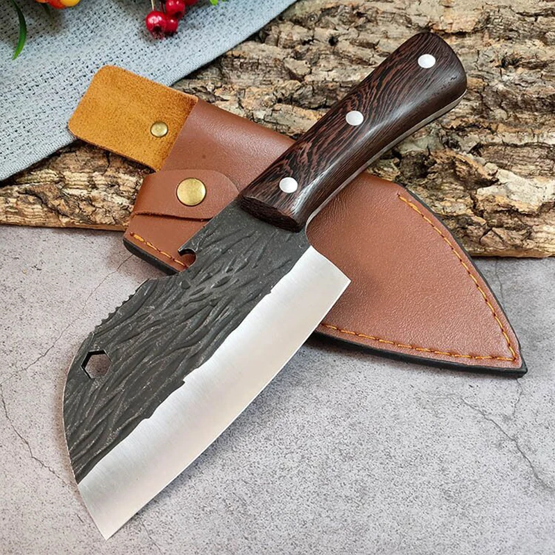 

Hammer grain multi-purpose chopping knife stainless steel outdoor tactical kitchen knife to kill fish and meat butcher knife