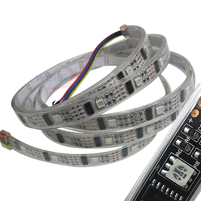 WS2801 LED Strip 1m/3m/5m smart magic RGB IP67 DC5V Individually Addressable Full Color Chip 32LEDs/M | Лампы и освещение
