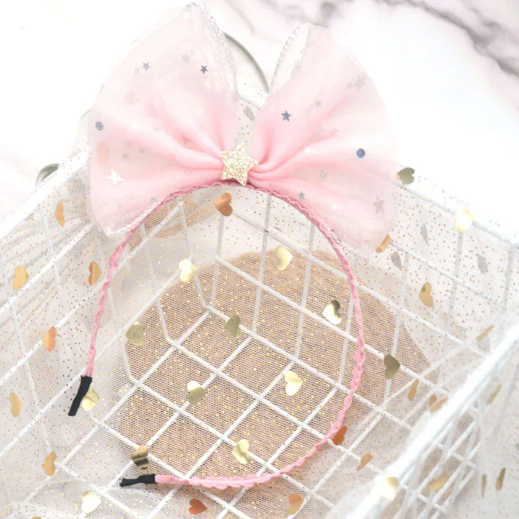 

Children's hair band mesh with diamond hairpin girls princess pearl headband little girl crown lace hair accessories