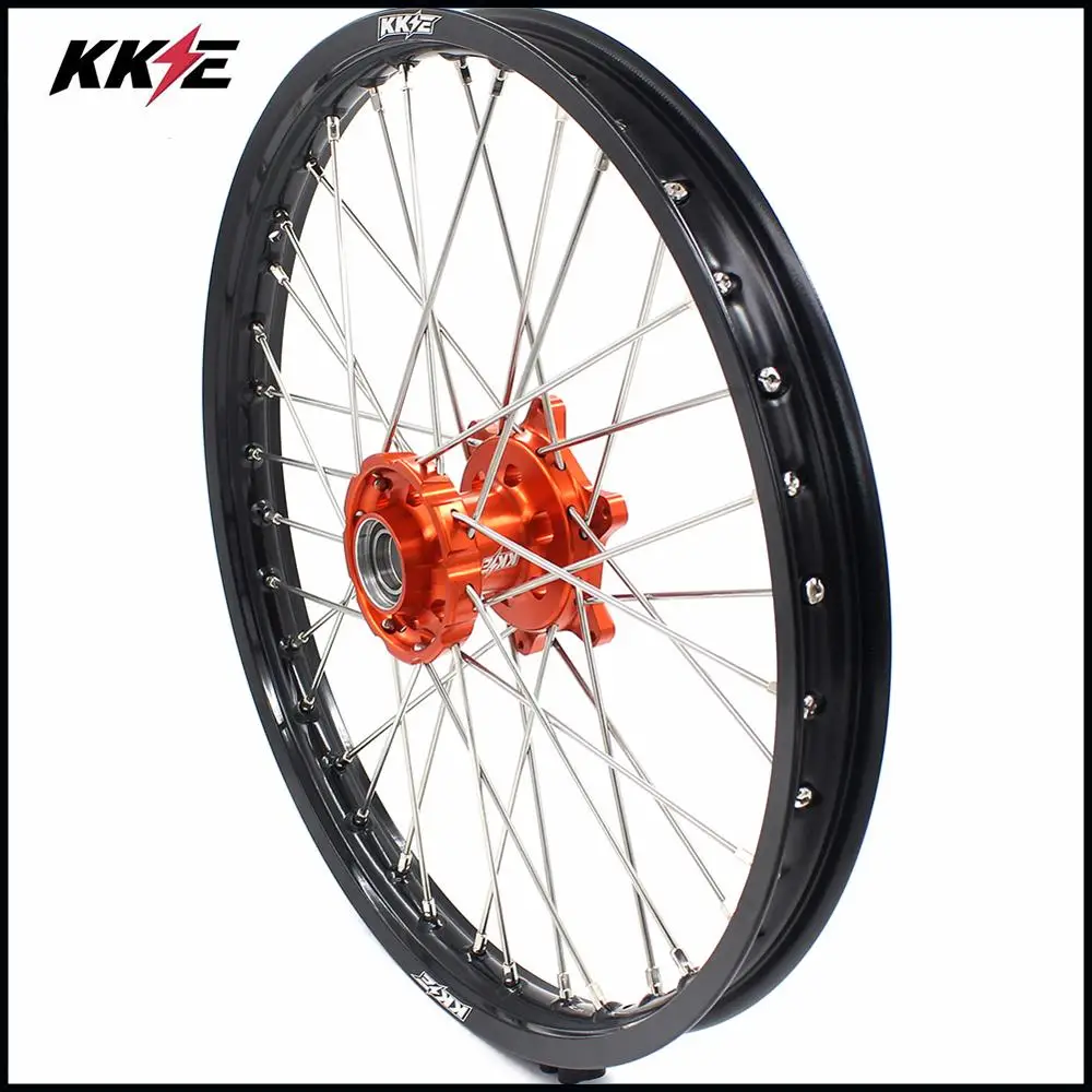 KKE 21-18 Cush Drive Enduro Wheels Rims Set for KTM EXC SX XC XCF XCW SXF EXC-F EXC-W 125-530CC 2003-2023 CNC Orange Hub |