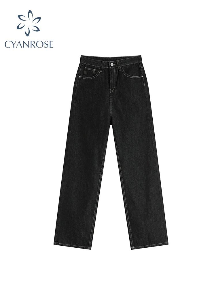 Женские черные джинсы с высокой талией готические винтажные мешковатые прямые