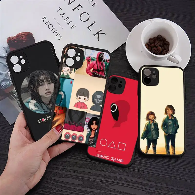 

Round Six 456 Squid Game Phone Case Transparent Matte for iPhone 7 8 11 12 s mini pro X XS XR MAX Plus Clear mobile bag