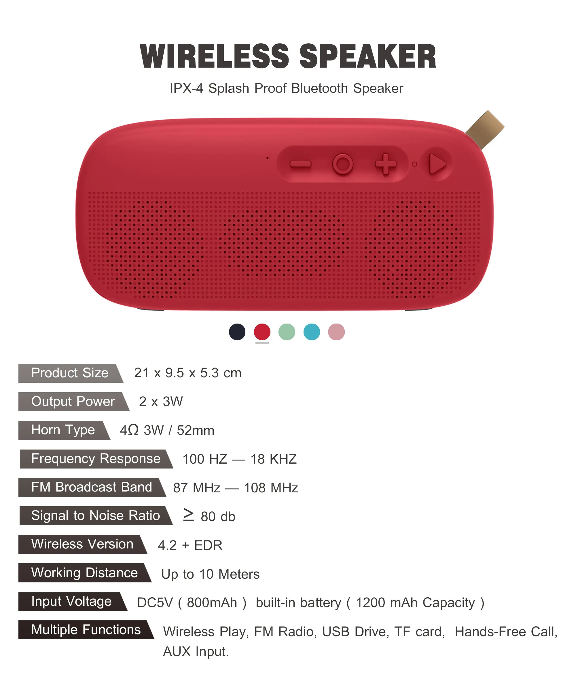 Laiyiqi новейшая Водонепроницаемая IPX4 портативная беспроводная Bluetooth колонка с
