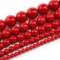 imitate coral red stone beads loose round spacer beads 4 6 8 10 12mm for jewelry making diy accessories bracelet 15strands
