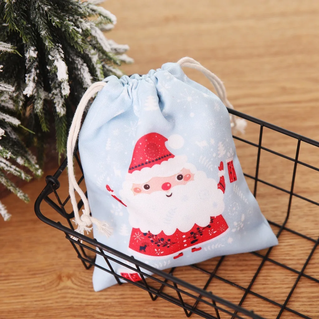 santa blue Рождественские подарочные сумки Санта мешки с кулиской из парусины год подарки сумка Рождественские украшения для дома Navidad подарок Natal Noel - Цвет: santa blue