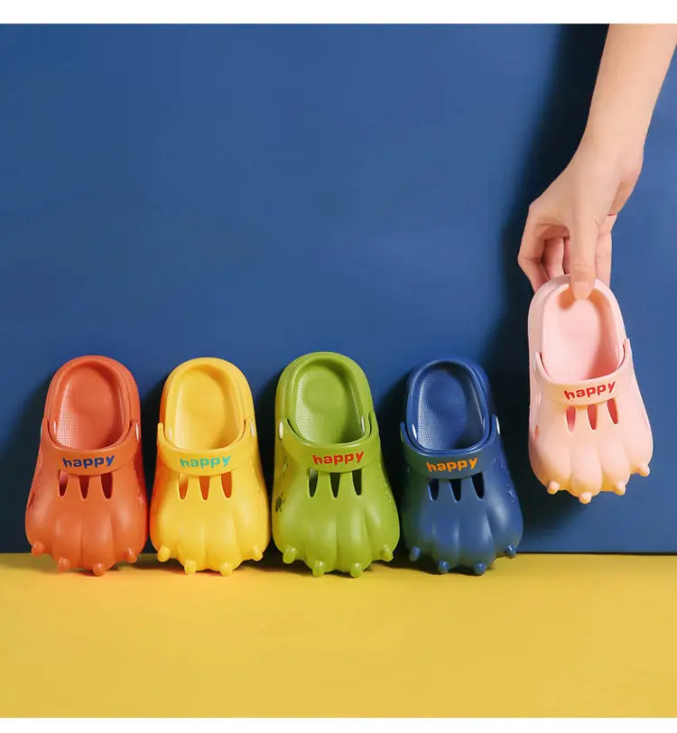 

Summer Beach Shoes Kids Slipper Lightweight Mules Clogs Cute Pink Animal Shoes For Girls Boys Paw Slippers Children Garden Clogs
