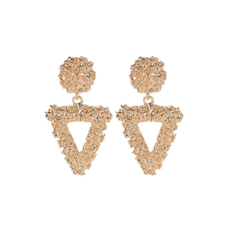 

New Individuality Frosted Triangle Fashion Relief Metal Earrings