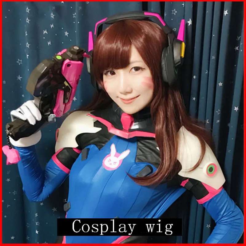 LANLAN Overwatch косплей парик скошенная челка коричневые красные длинные прямые волосы
