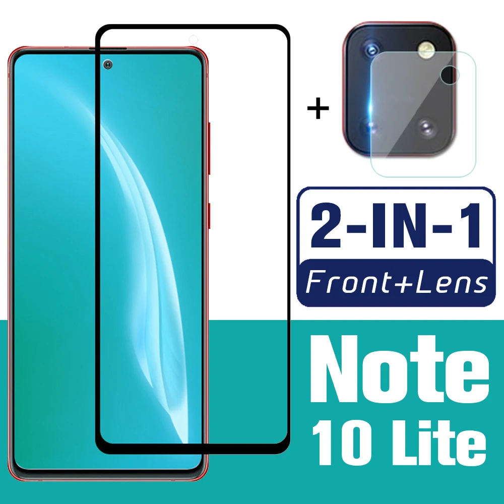 Защитное стекло для Samsung Note 10 Lite закаленное 2 в 1 Galaxy lite Note10Lite защита экрана с